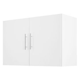 VEVOR Laundry Room Wall Cabinet, 2-Tier Wall Mounted Hanging Cabinet with 2 Doors, Cupboard Organizer with Adjustable Shelf, for Bathroom, Kitche