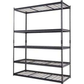 VEVOR Storage Shelving Unit, 5-Tier Adjustable, 2000 lbs Capacity, Heavy Duty Garage Shelves Metal Organizer Wire Rack, Black (Default: Default)